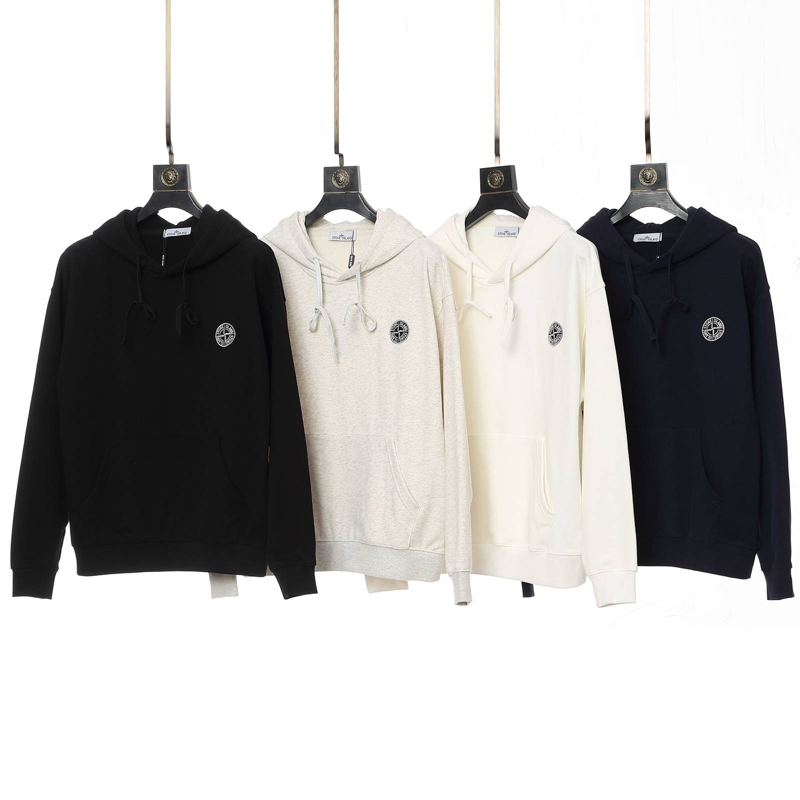 STONE ISLAND ストーンアイランド メンズ パーカー プルオーバー フード ロゴプリント オーバーサイズ 秋冬 ブラック ホワイト ネイビー - 画像 4