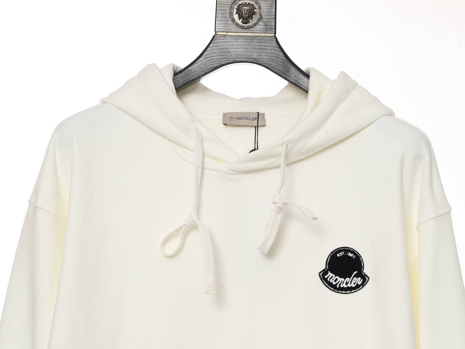 MONCLER モンクレール メンズ パーカー プルオーバー ロゴプリント 立体フード オーバーサイズ 秋冬 ブラック ホワイト グレー - 画像 8