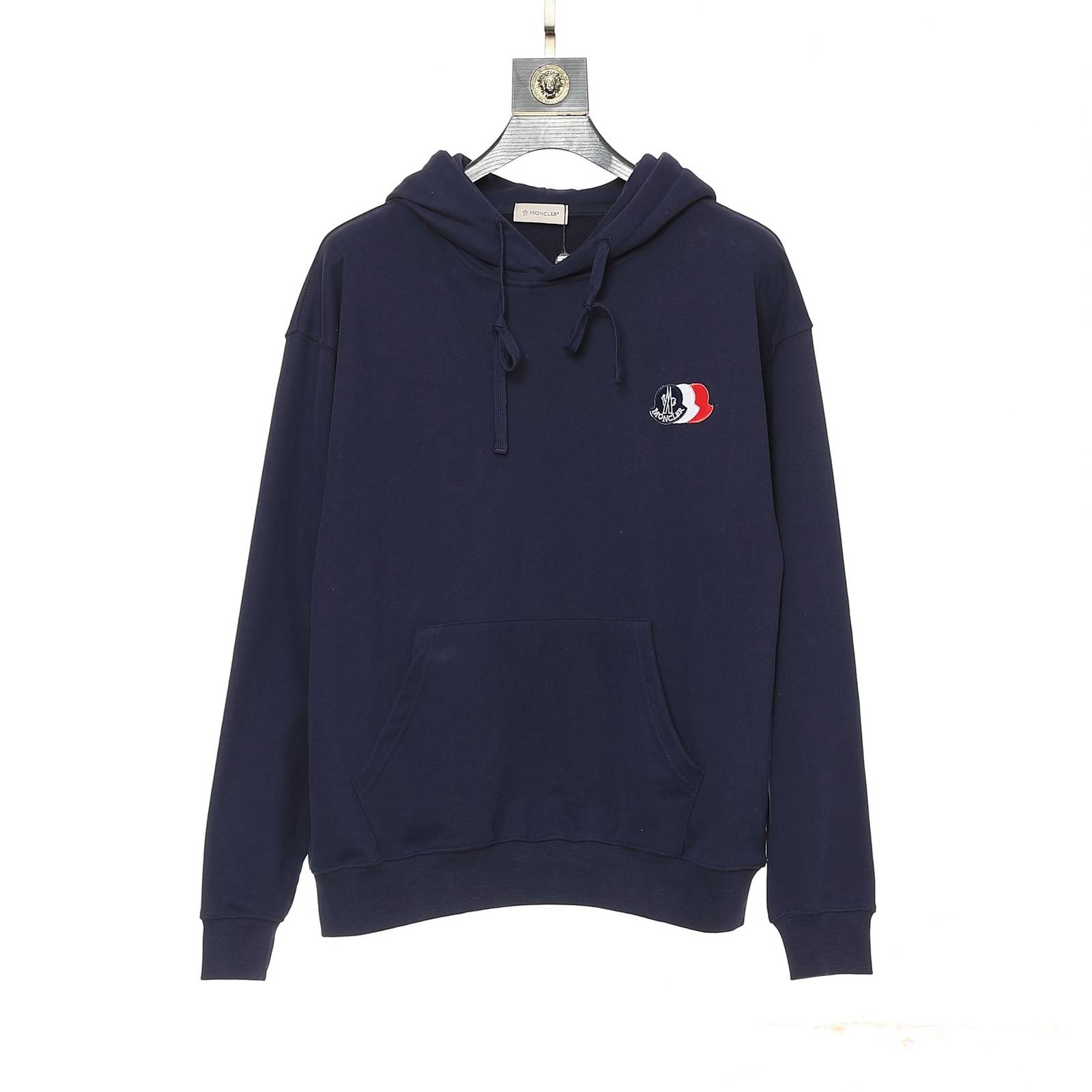 MONCLER モンクレール メンズ パーカー プルオーバー フロントロゴ ロゴ刺繍 フードの立ち上がり ブラック ホワイト - 画像 8