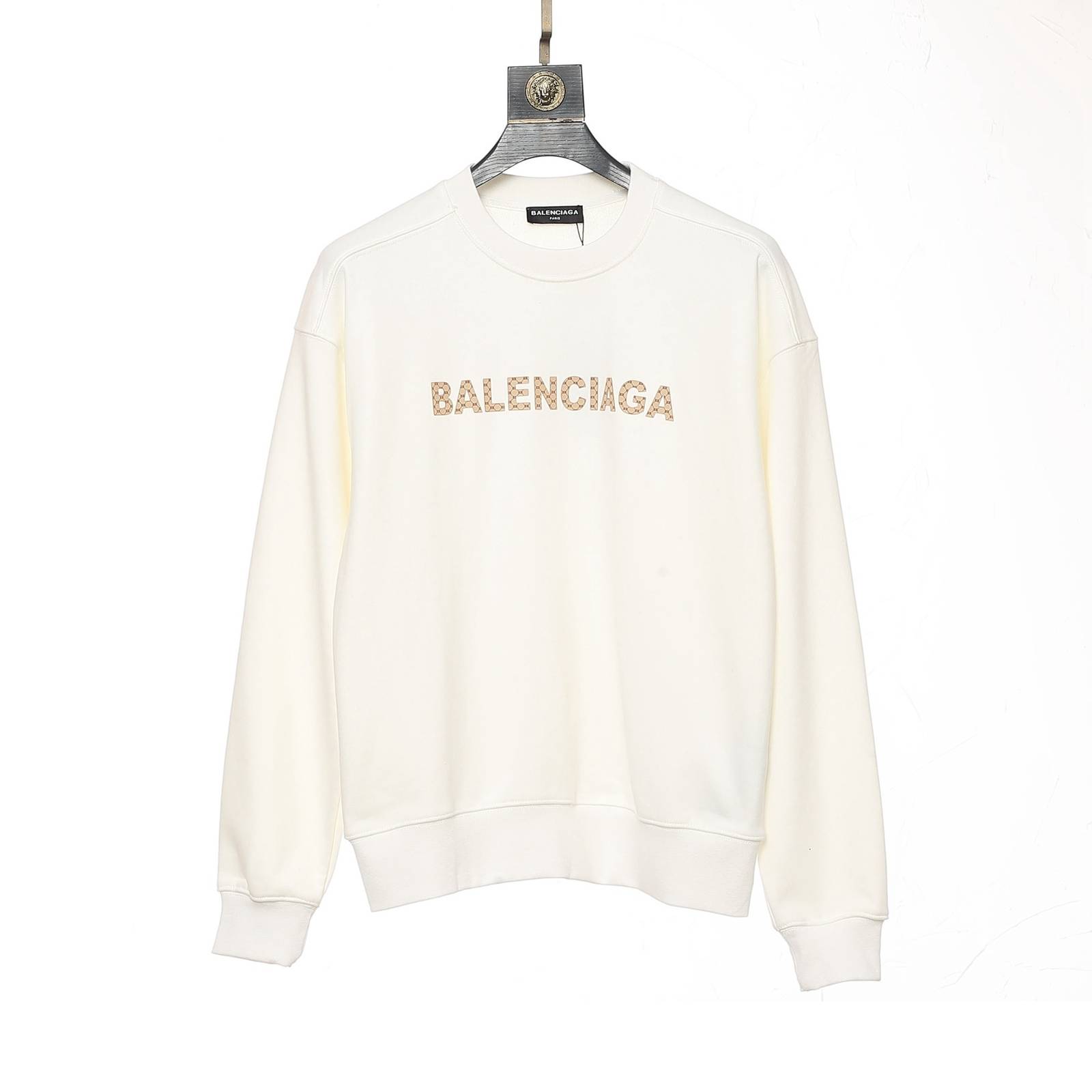 BALENCIAGA バレンシアガ メンズ パーカー プルオーバー フロントロゴ ロゴプリント オーバーサイズ 秋冬 ブラック ホワイト - 画像 4