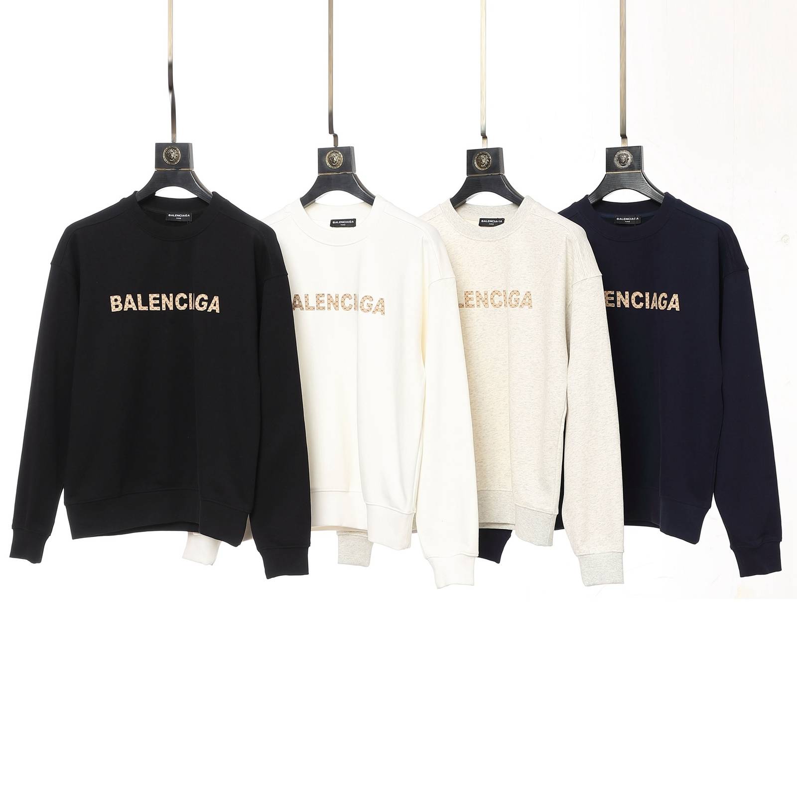 BALENCIAGA バレンシアガ メンズ パーカー プルオーバー フロントロゴ ロゴプリント オーバーサイズ 秋冬 ブラック ホワイト - 画像 5
