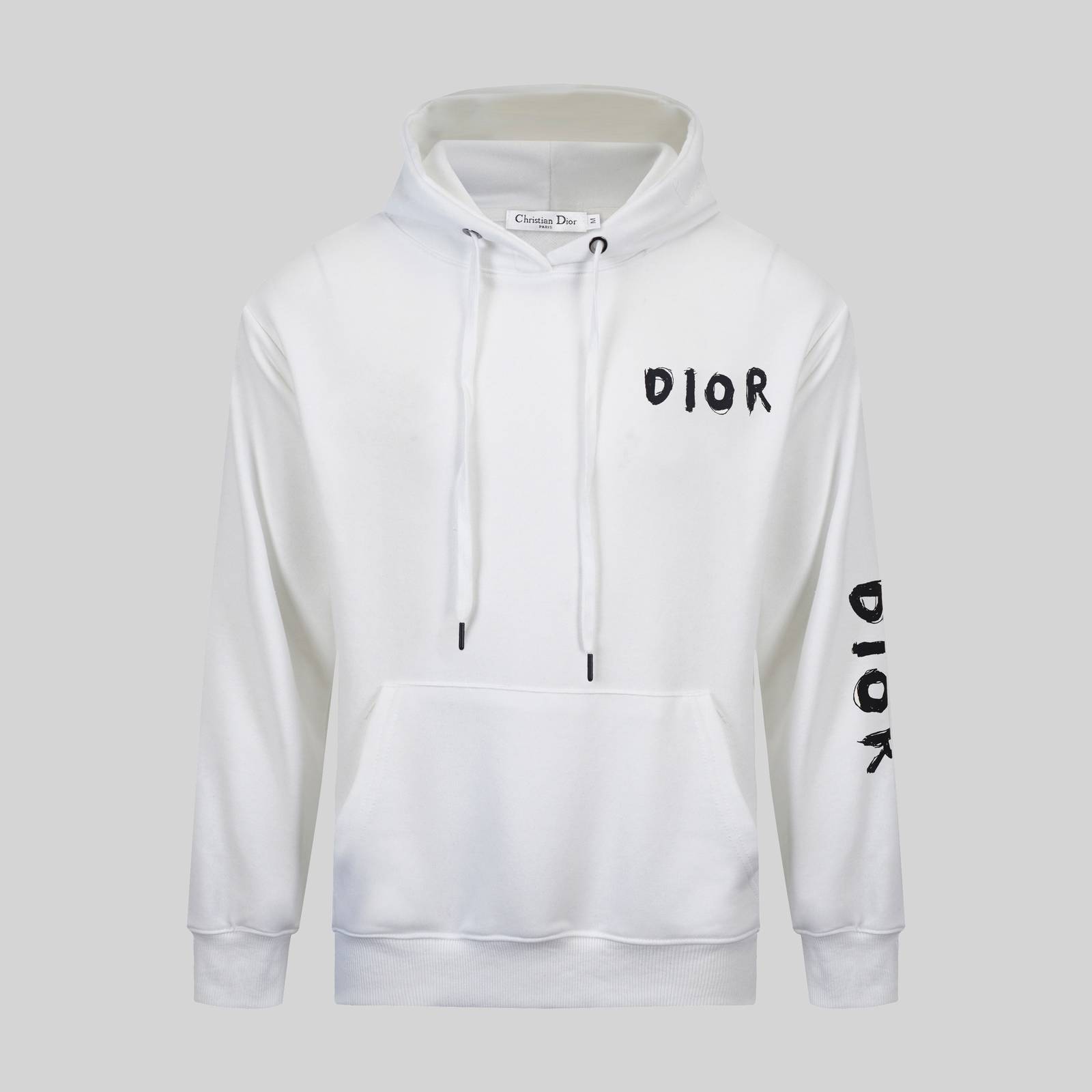 DIOR メンズ パーカー プルオーバー ロゴプリント フードの立ち上がり オーバーサイズ ブラック - 画像 9