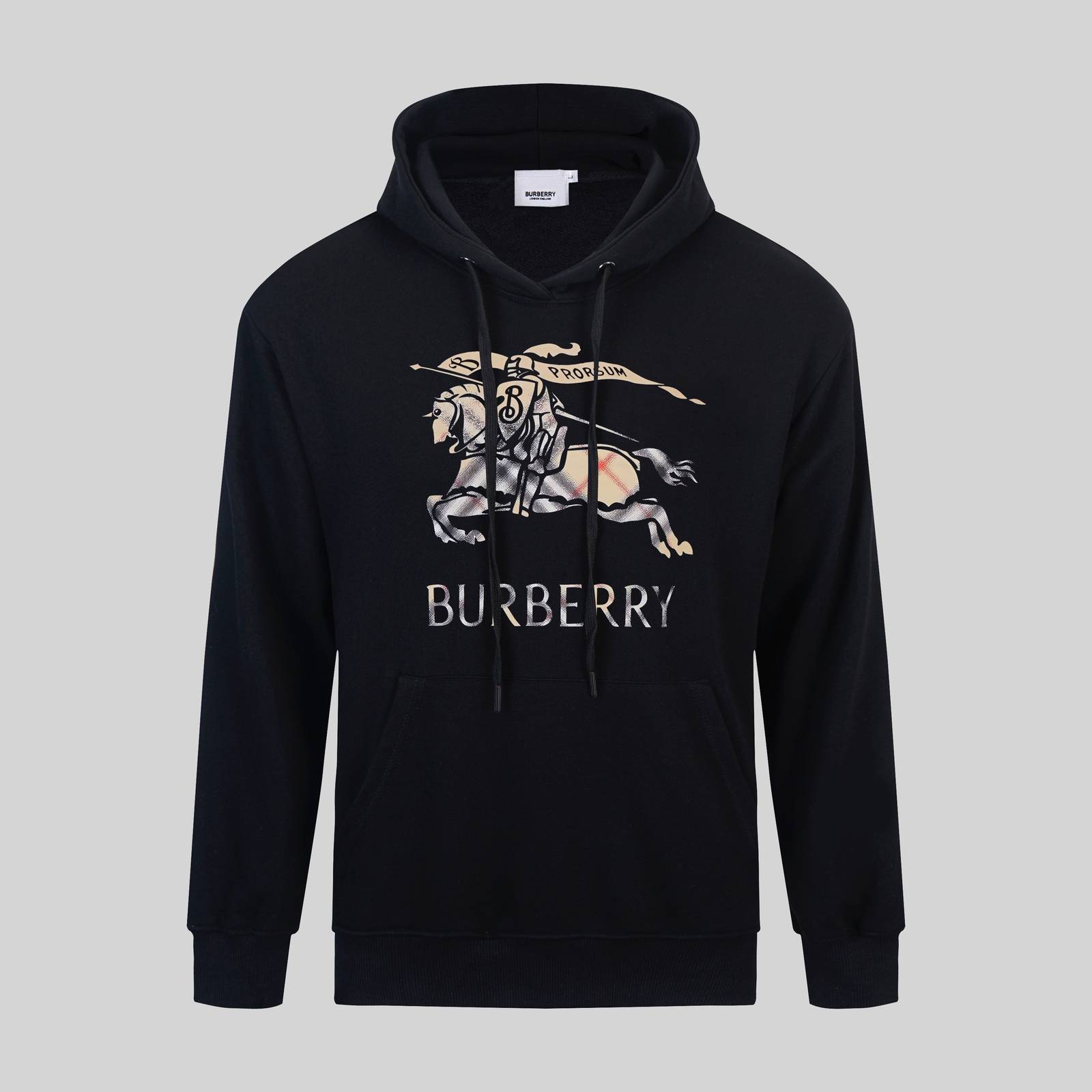 BURBERRY バーバリー メンズ パーカー プルオーバー フロントロゴ オーバーサイズ ストリート ブラック - 画像 9