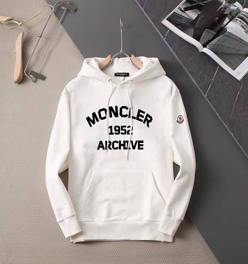 MONCLER モンクレール メンズ パーカー プルオーバー フードの立ち上がりが美しい ロゴプリント オーバーサイズ ブラック
