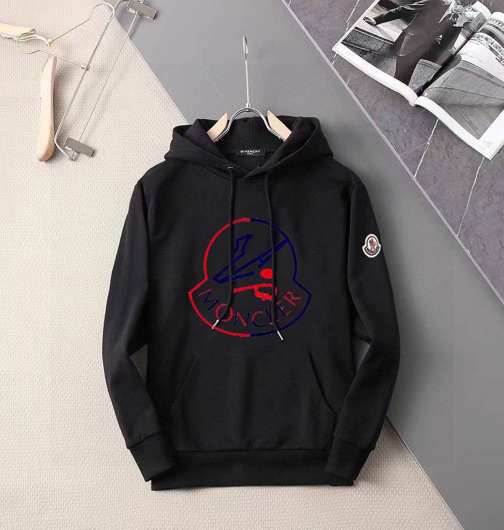 MONCLER モンクレール メンズ パーカー プルオーバー ロゴプリント オーバーサイズ ストリート ブラック
