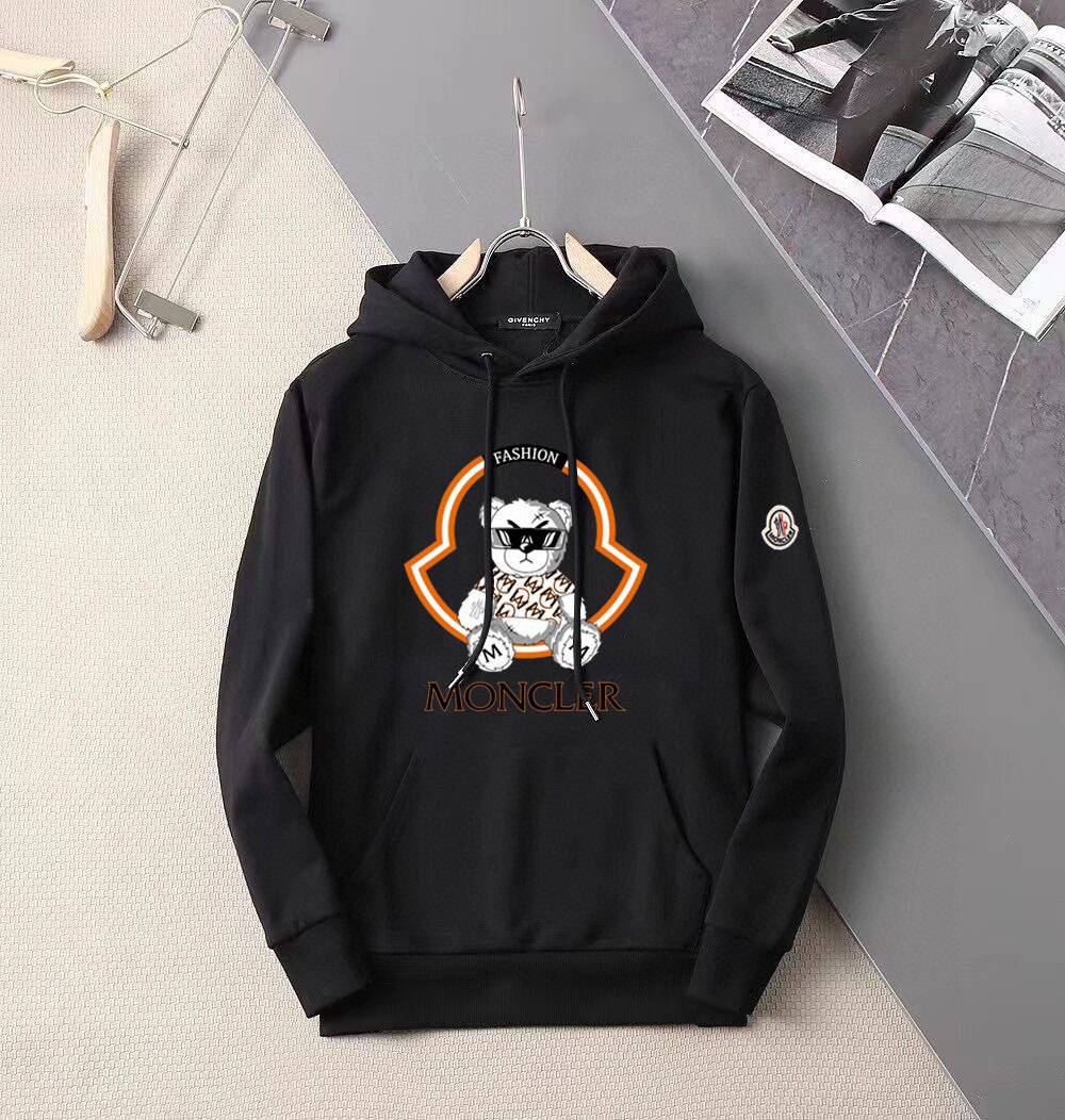 MONCLER モンクレール メンズ パーカー プルオーバー フードの立ち上がりが美しい ロゴプリント フロントロゴ オーバーサイズ ブラック - 画像 9