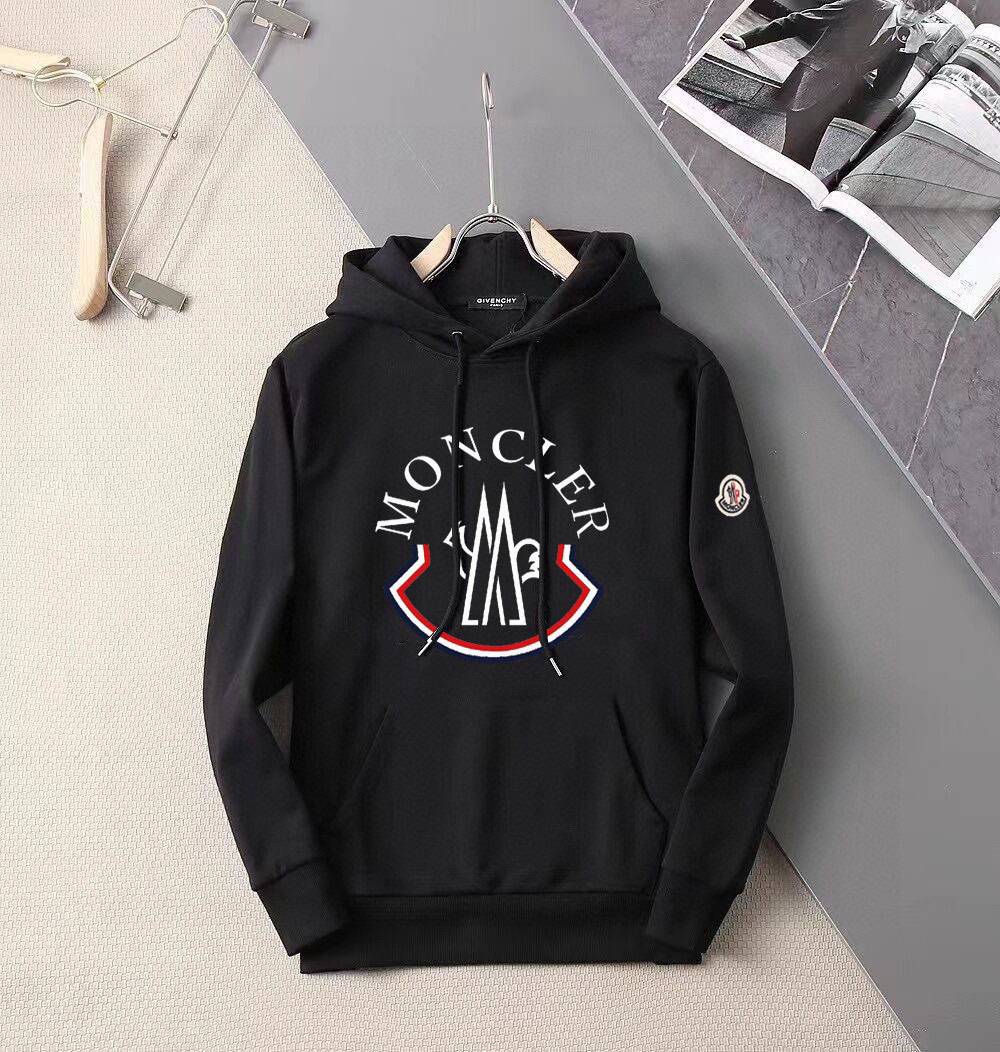 MONCLER モンクレール メンズ パーカー プルオーバー フロントロゴ フードの立ち上がりが美しい オーバーサイズ ブラック