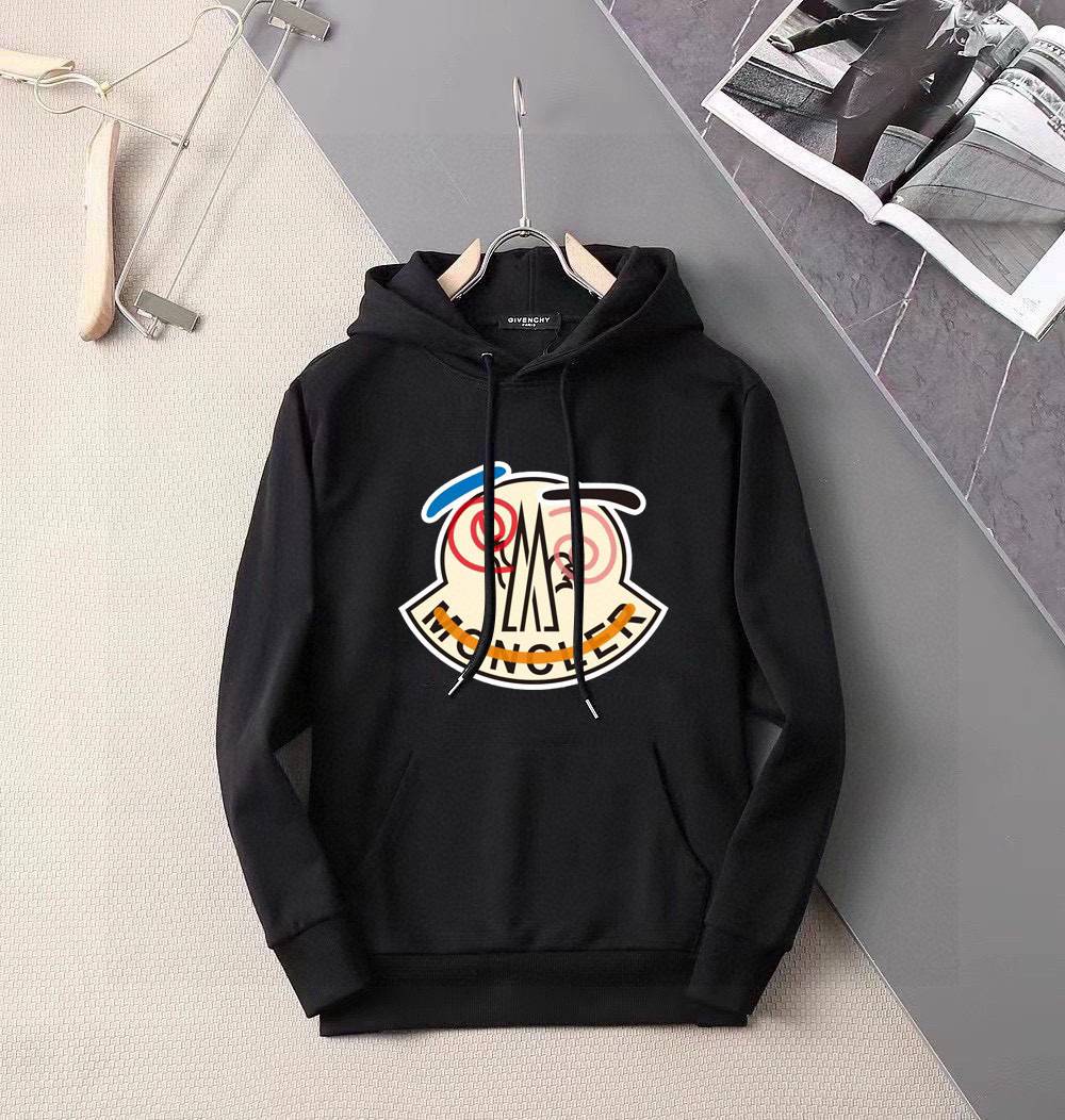 MONCLER モンクレール メンズ パーカー プルオーバー フードの立ち上がりが美しい オーバーサイズ ロゴプリント ブラック
