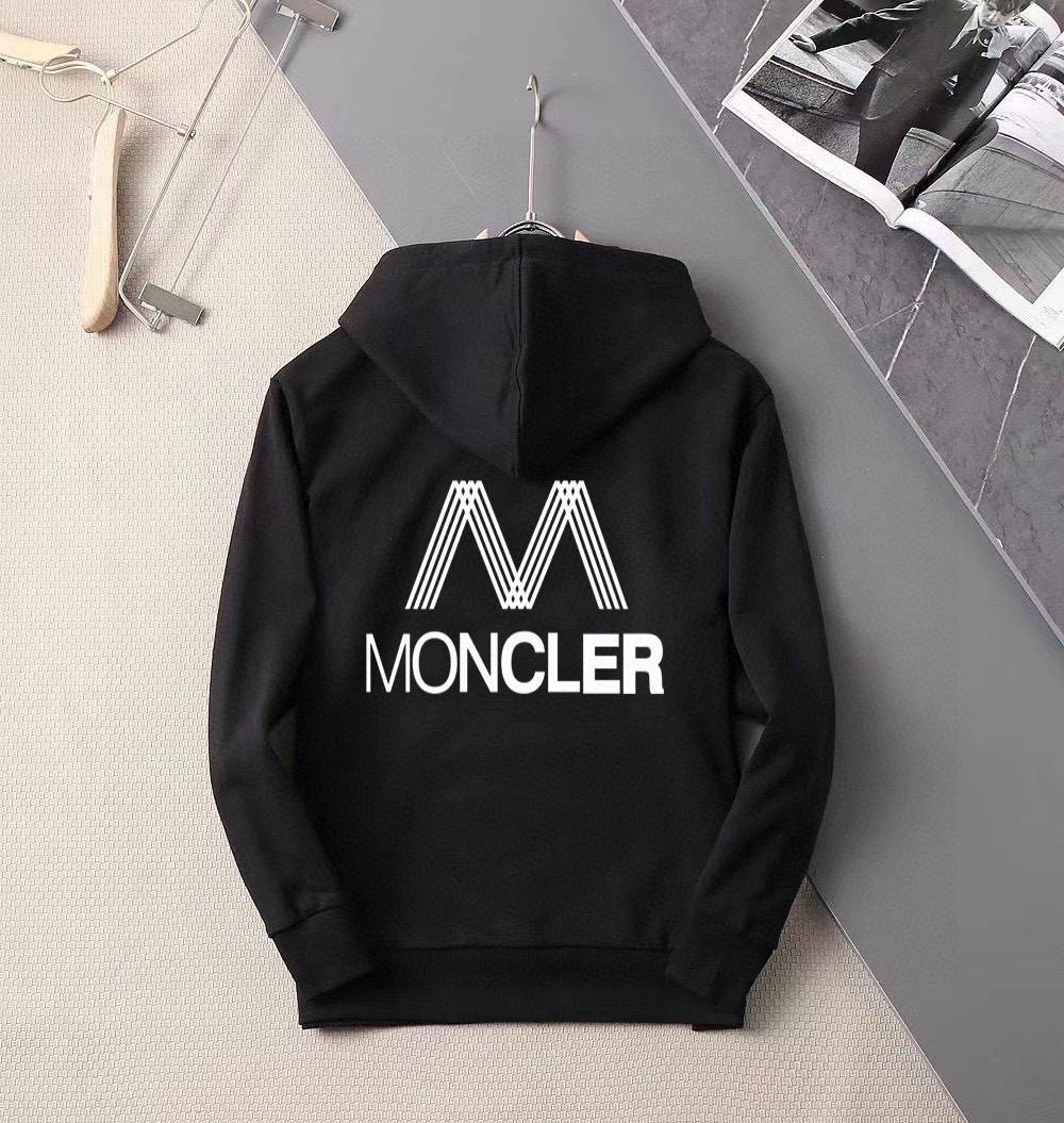 MONCLER モンクレール メンズ パーカー プルオーバー フードの立ち上がりが美しい ロゴプリント オーバーサイズ 秋冬 ブラック ホワイト - 画像 7