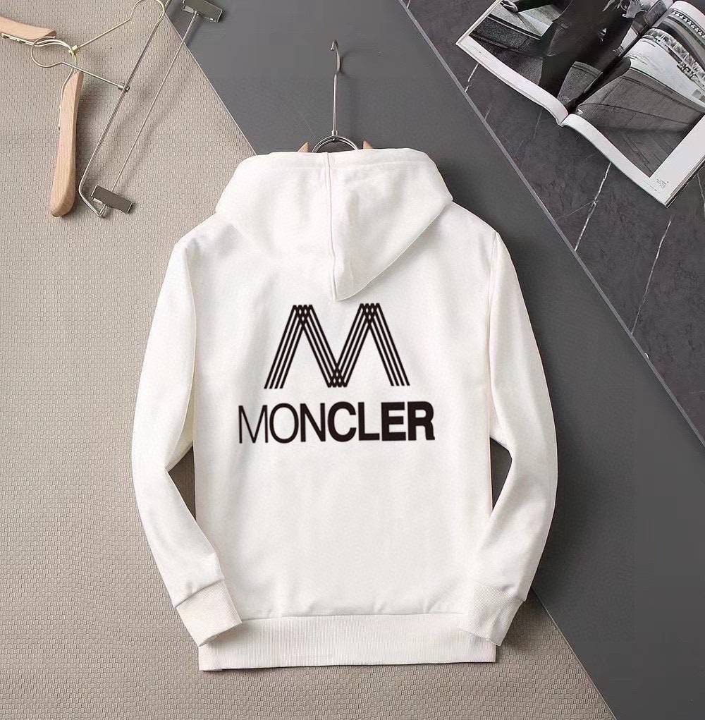 MONCLER モンクレール メンズ パーカー プルオーバー フードの立ち上がりが美しい ロゴプリント オーバーサイズ 秋冬 ブラック ホワイト - 画像 8
