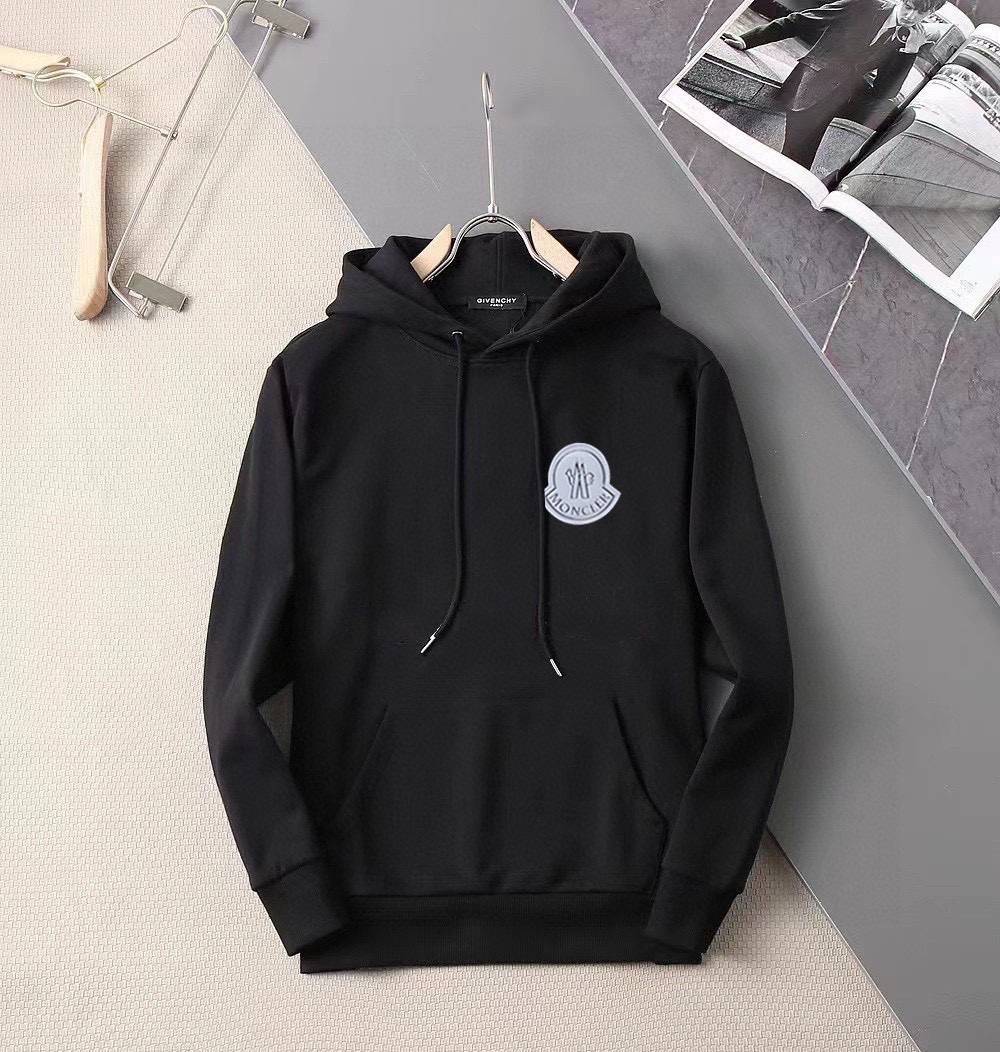 MONCLER モンクレール メンズ パーカー プルオーバー フードの立ち上がりが美しい ロゴプリント オーバーサイズ 秋冬 ブラック ホワイト - 画像 9