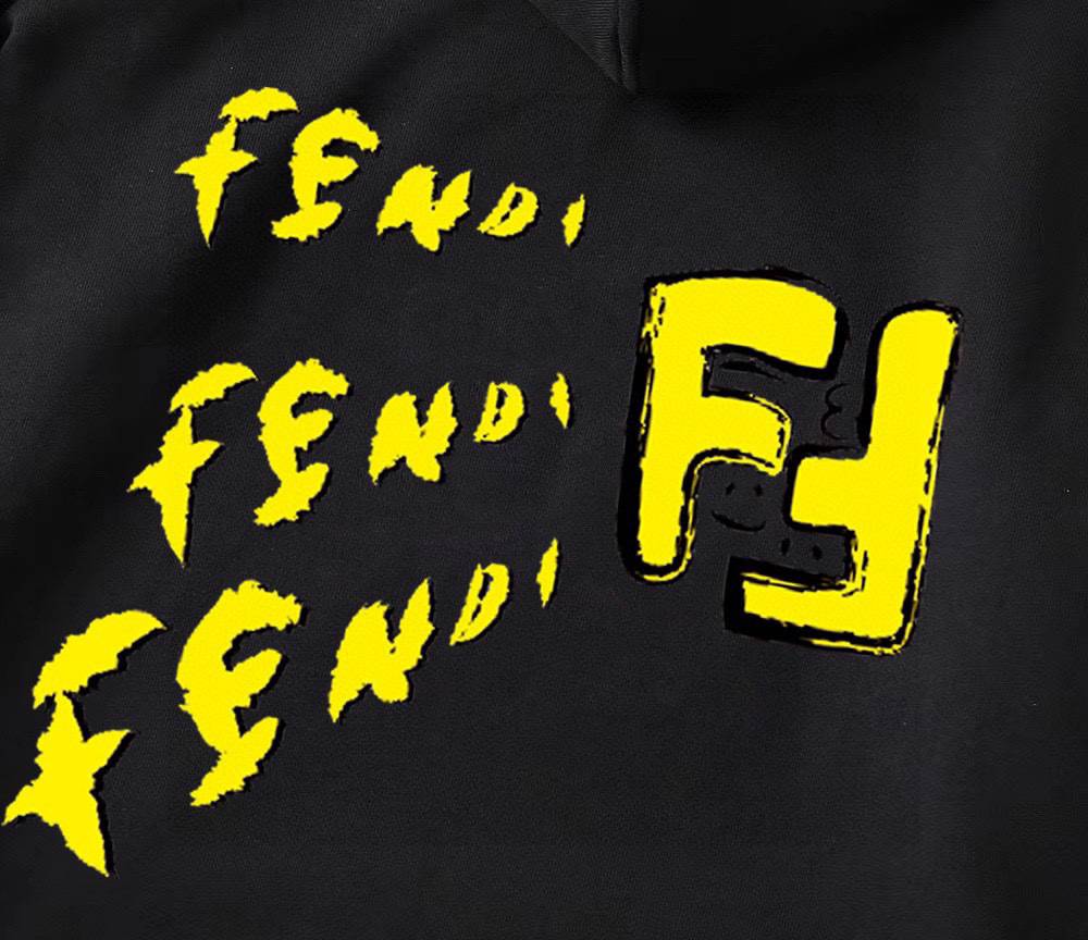 FENDI フェンディ メンズ パーカー プルオーバーパーカー ロゴプリント フロントロゴ オーバーサイズ ブラック - 画像 5