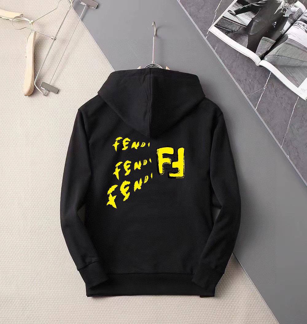 FENDI フェンディ メンズ パーカー プルオーバーパーカー ロゴプリント フロントロゴ オーバーサイズ ブラック - 画像 7