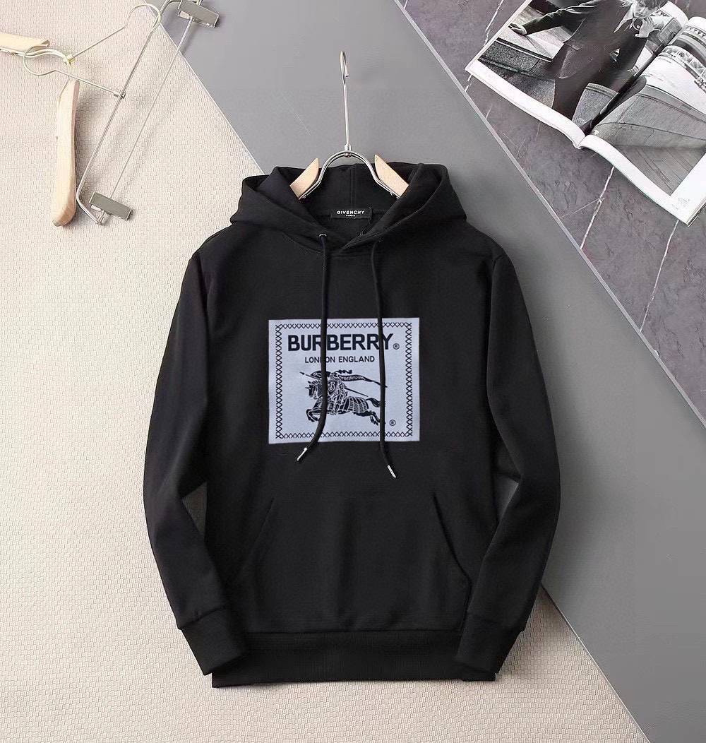 BURBERRY バーバリー メンズ パーカー プルオーバー フード付き ロゴプリント オーバーサイズ 秋冬 ブラック