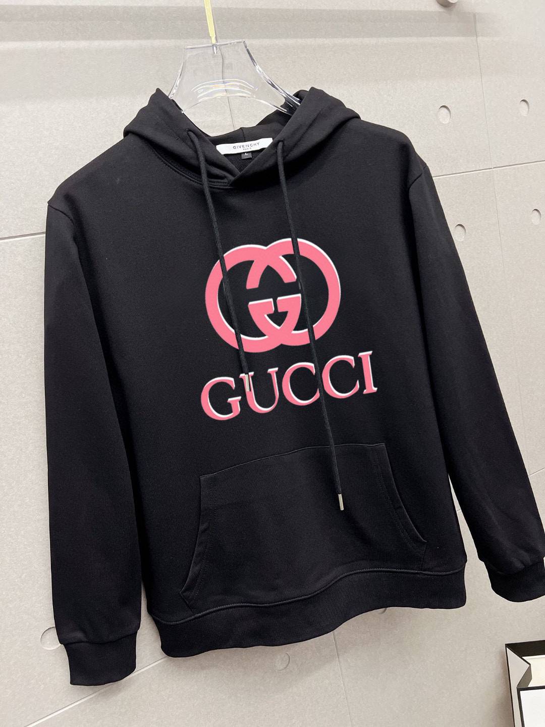 GUCCI グッチ メンズ パーカー プルオーバー フード ロゴプリント フロントロゴ オーバーサイズ ブラック - 画像 5