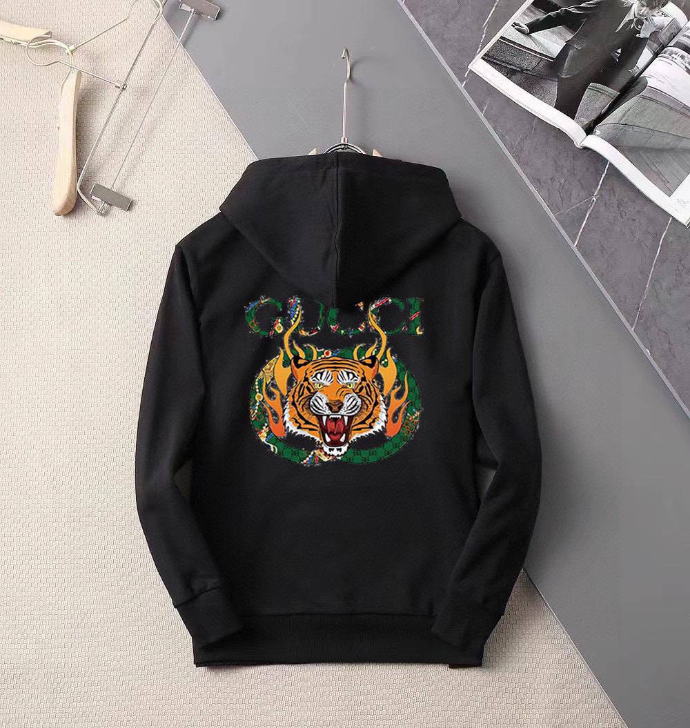 GUCCI グッチ メンズ パーカー プルオーバーパーカー フードの立ち上がりが美しい オーバーサイズ ロゴプリント ブラック ホワイト - 画像 7