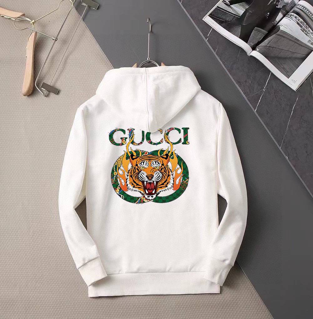 GUCCI グッチ メンズ パーカー プルオーバーパーカー フードの立ち上がりが美しい オーバーサイズ ロゴプリント ブラック ホワイト - 画像 8
