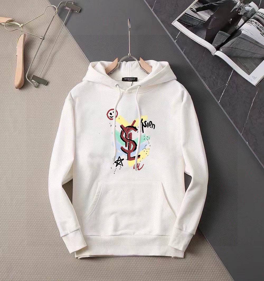 YSL ユニセックス パーカー プルオーバー フード ロゴプリント オーバーサイズ ストリート ブラック - 画像 9