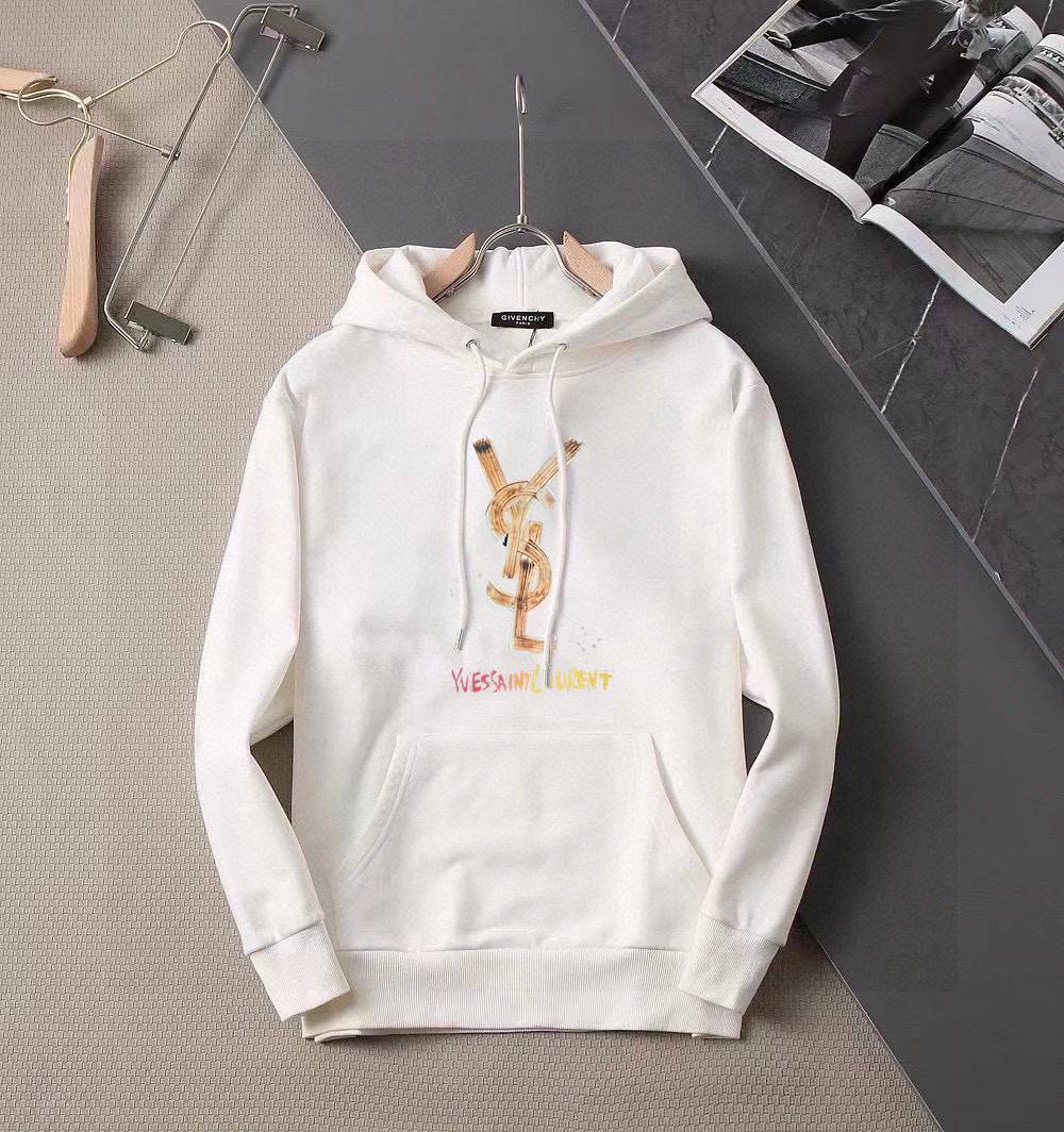 YSL ヤング サン ローラン メンズ パーカー プルオーバーパーカー フロントロゴ チャコール ブラック