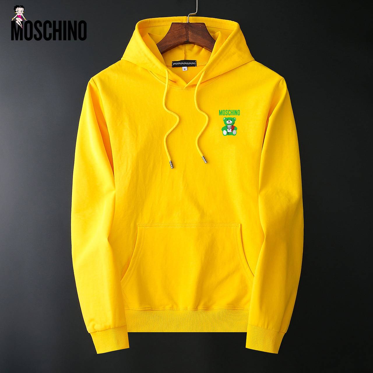 MOSCHINO モスキノ メンズ パーカー プルオーバー フード付き ロゴプリント シャンブレーファブリック フロントロゴ ブラック - 画像 12