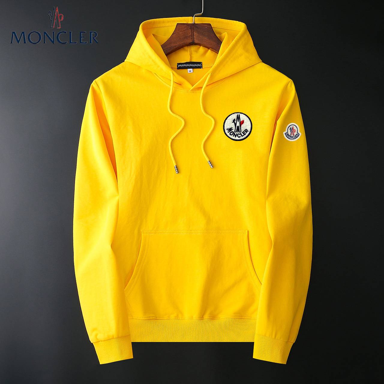 MONCLER モンクレール メンズ パーカー プルオーバー フード付き ロゴプリント オーバーサイズ ブラック - 画像 12