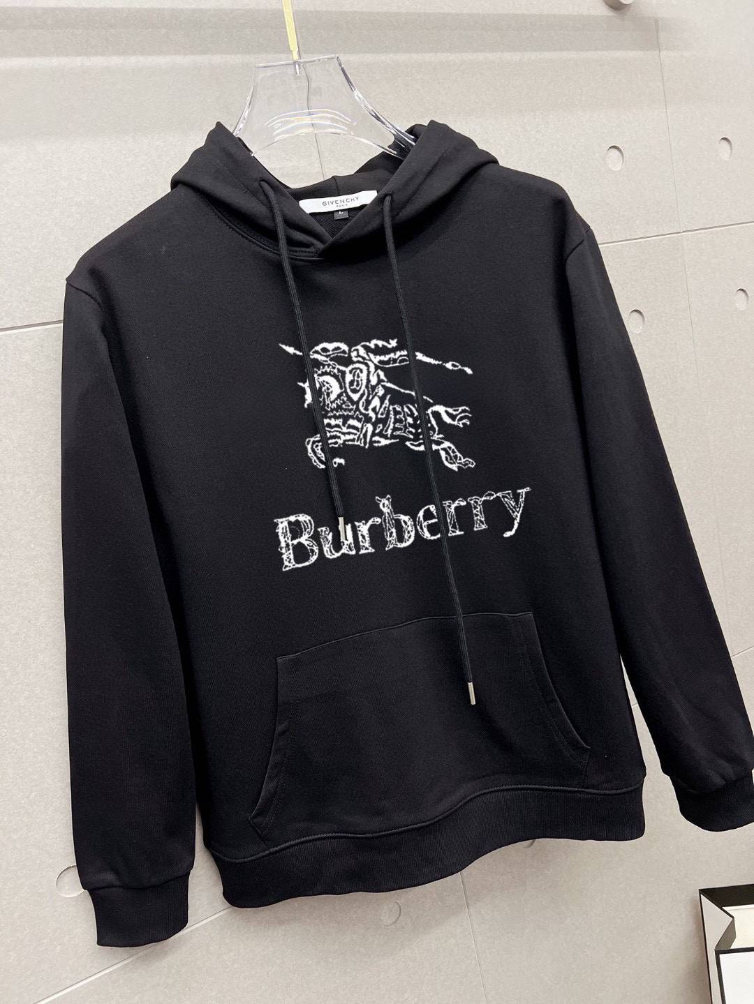 BURBERRY バーバリー メンズ パーカー プルオーバー フード立体 ロゴ刺繍 オーバーサイズ ストリート ブラック - 画像 5