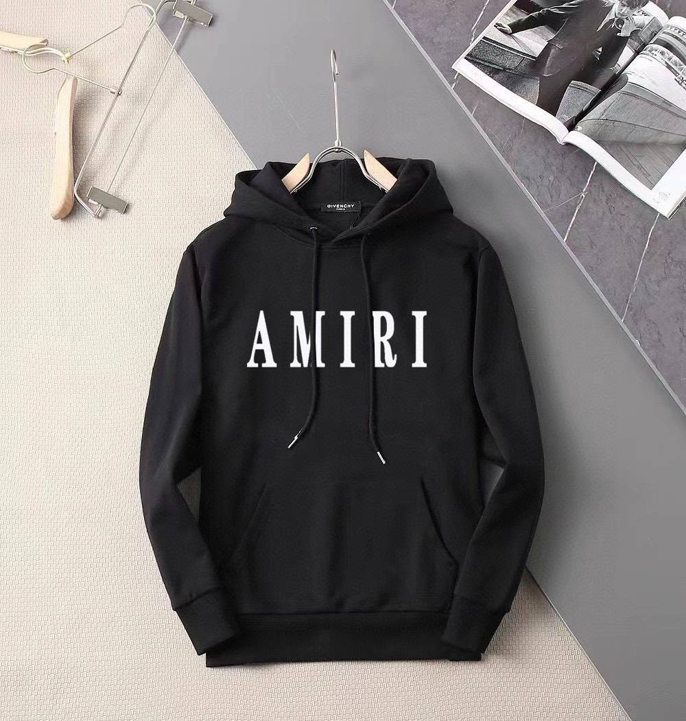 AMIRI メンズ パーカー プルオーバー フード付き ロゴプリント オーバーサイズ 秋冬 ブラック ホワイト - 画像 9