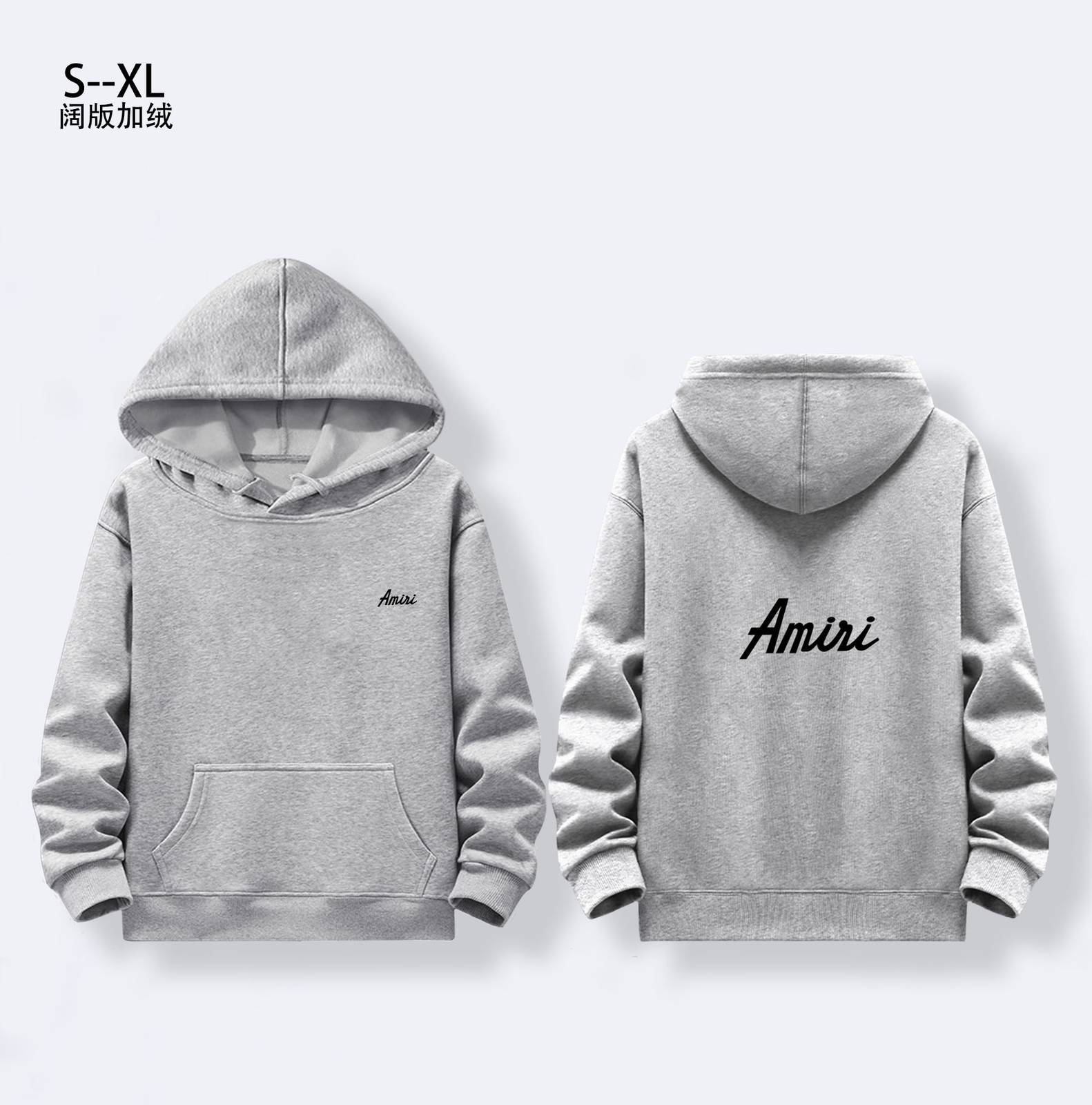 AMIRI メンズ パーカー プルオーバー フロントロゴ メンズ ロゴプリント フードの立ち上がりが美しい ブラック グレー - 画像 3