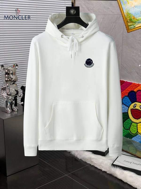 MONCLER モンクレール メンズ パーカー プルオーバー フードの立ち上がりが美しい ロゴプリント オーバーサイズ ホワイト
