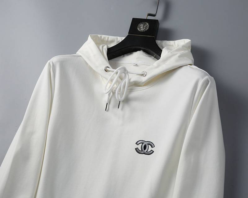 CHANEL シャネル メンズ パーカー プルオーバー フード付き ロゴプリント センターロゴ ホワイト - 画像 7