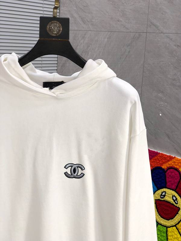 CHANEL シャネル メンズ パーカー プルオーバー フード付き ロゴプリント センターロゴ ホワイト - 画像 8