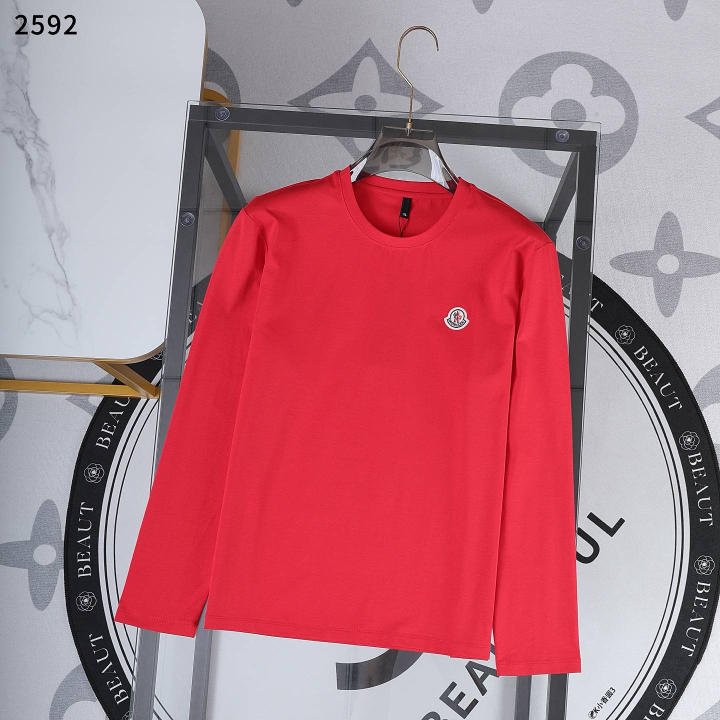 MONCLER モンクレール メンズ 長袖Tシャツ ロンT クルーネック 袖リブ ロゴプリント オーバーサイズ ブラック ホワイト レッド ネイビー