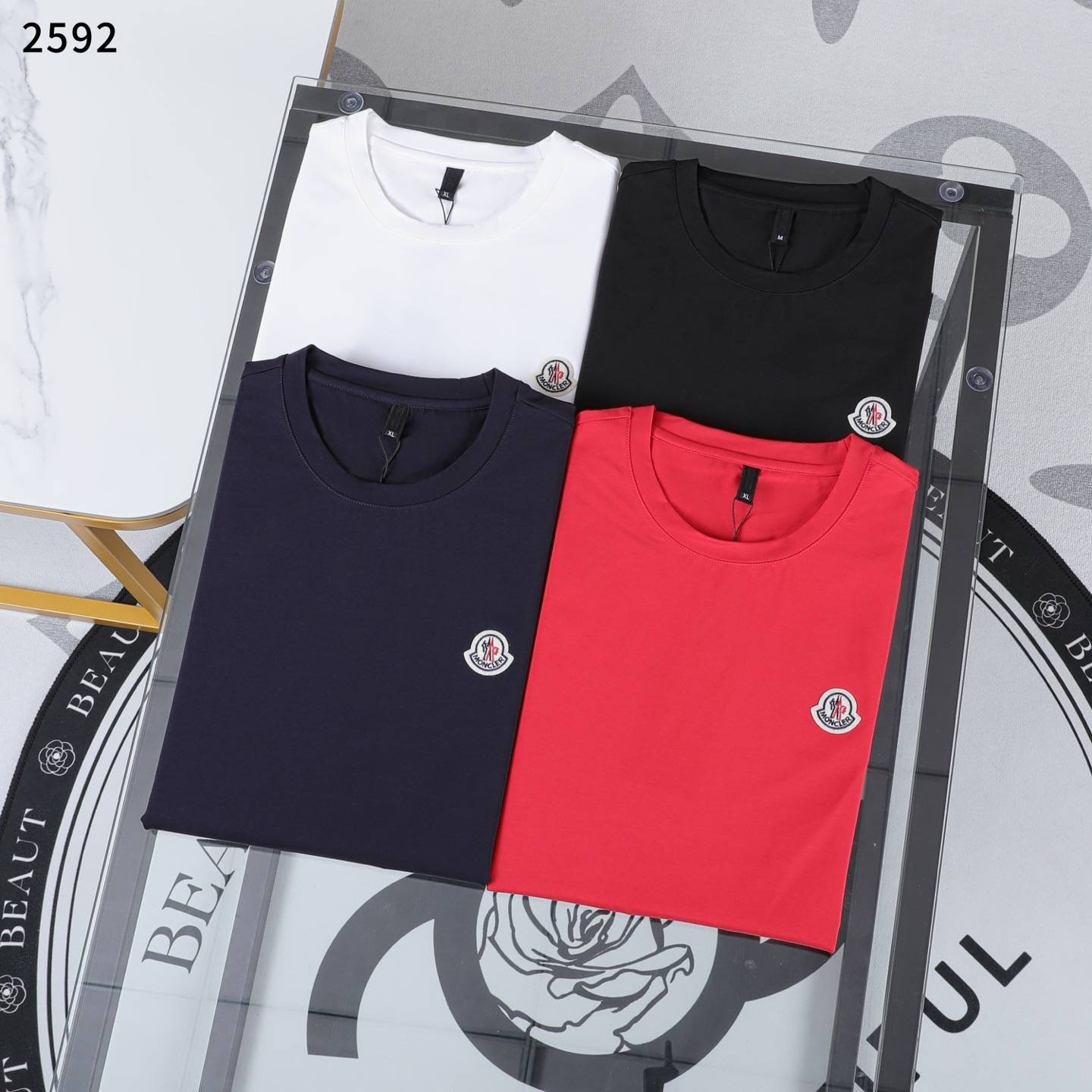 MONCLER モンクレール メンズ 長袖Tシャツ ロンT クルーネック 袖リブ ロゴプリント オーバーサイズ ブラック ホワイト レッド ネイビー - 画像 2