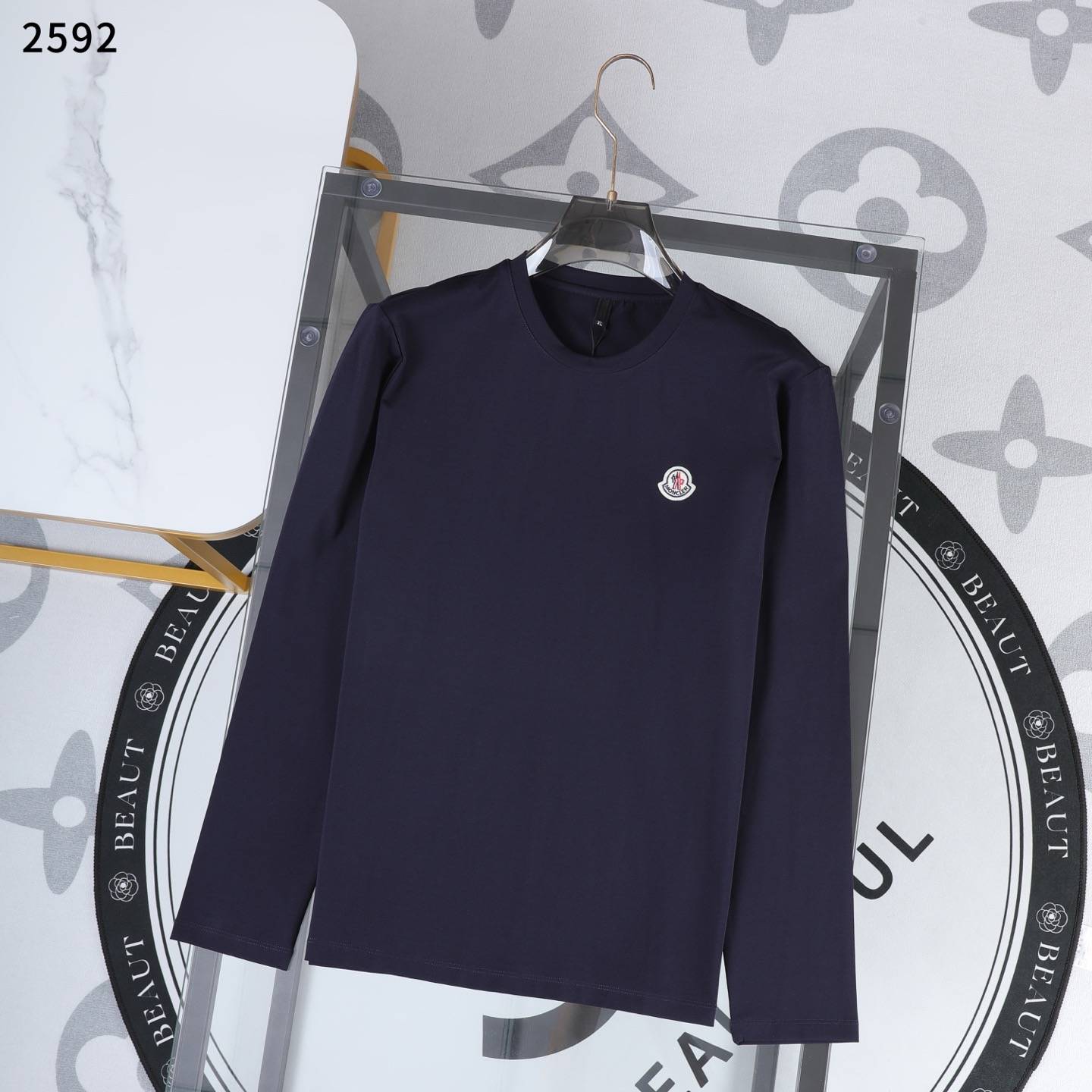 MONCLER モンクレール メンズ 長袖Tシャツ ロンT クルーネック 袖リブ ロゴプリント オーバーサイズ ブラック ホワイト レッド ネイビー - 画像 4