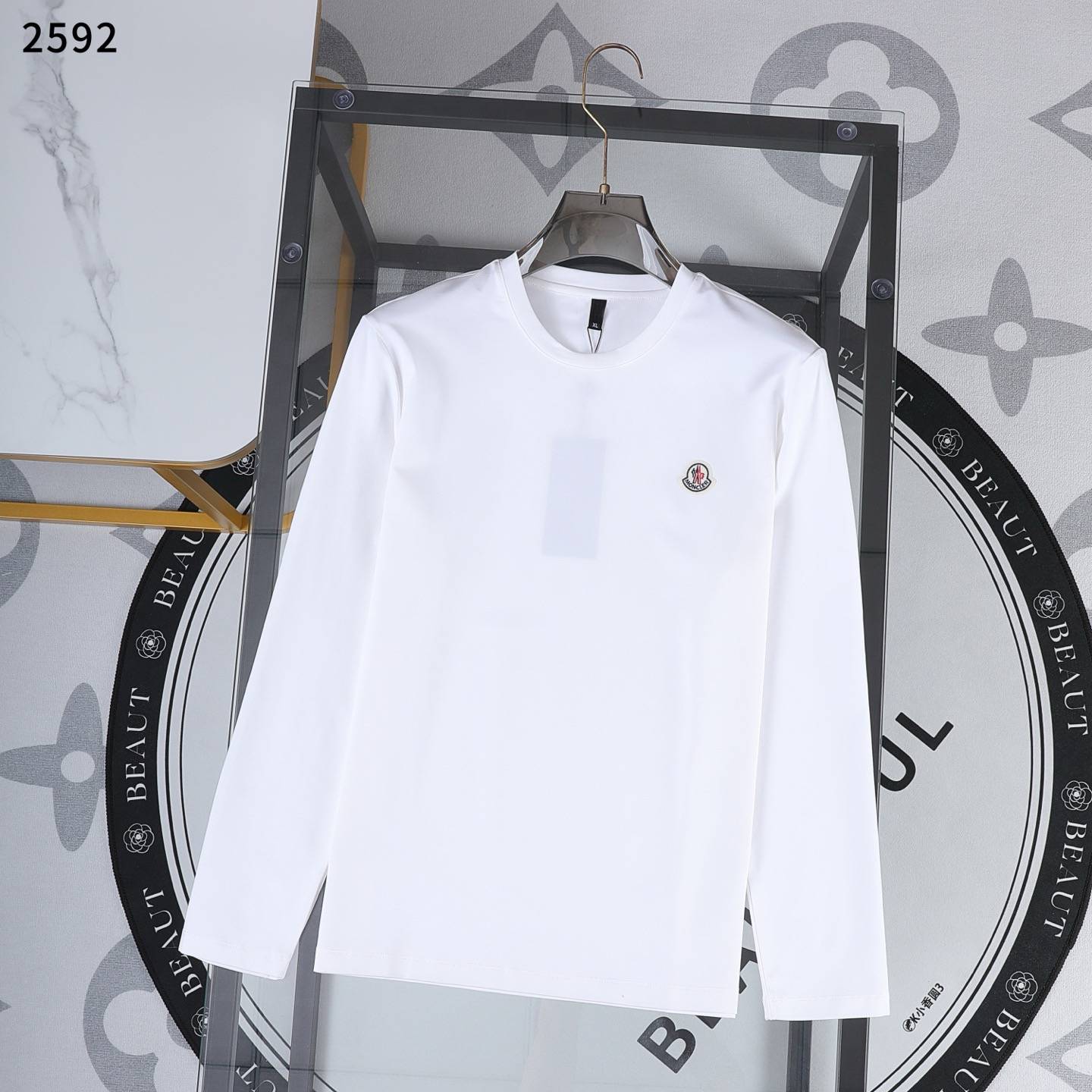 MONCLER モンクレール メンズ 長袖Tシャツ ロンT クルーネック 袖リブ ロゴプリント オーバーサイズ ブラック ホワイト レッド ネイビー - 画像 5