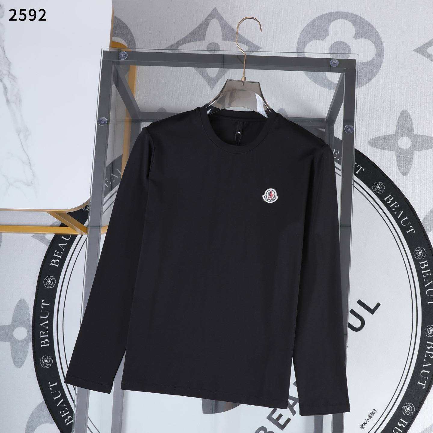 MONCLER モンクレール メンズ 長袖Tシャツ ロンT クルーネック 袖リブ ロゴプリント オーバーサイズ ブラック ホワイト レッド ネイビー - 画像 6