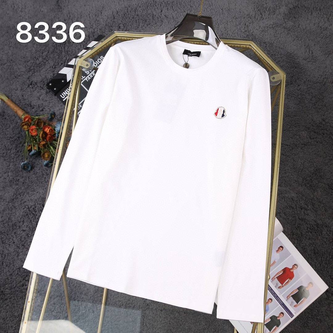MONCLER モンクレール メンズ 長袖Tシャツ ロンT クルーネック 袖リブ アームプリント オーバーサイズ ブラック ホワイト ネイビー
