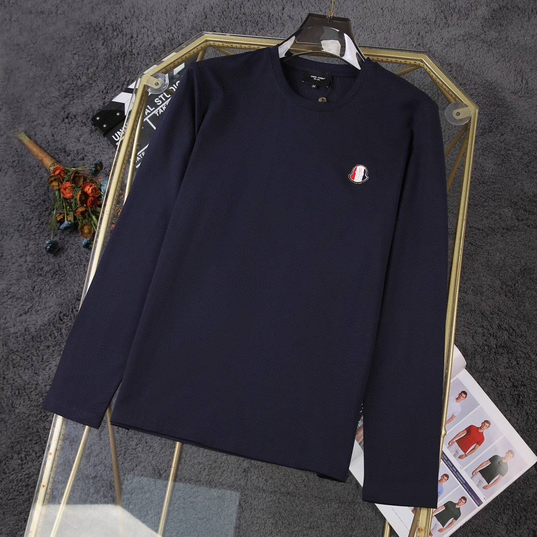 MONCLER モンクレール メンズ 長袖Tシャツ ロンT クルーネック 袖リブ アームプリント オーバーサイズ ブラック ホワイト ネイビー - 画像 6