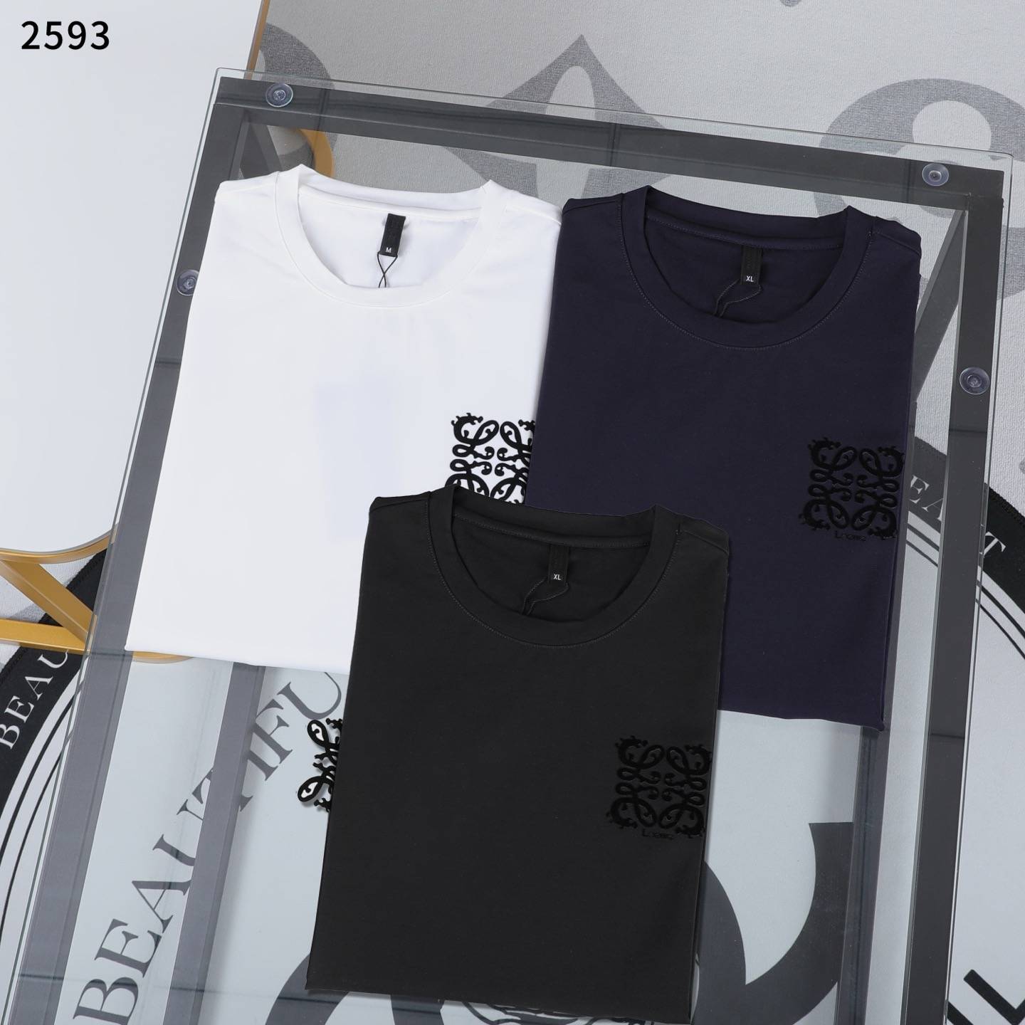LOEWE ロエベ メンズ ロンT 長袖Tシャツ クルーネック 袖リブ ロゴ刺繍 オーバーサイズ ブラック ホワイト - 画像 2