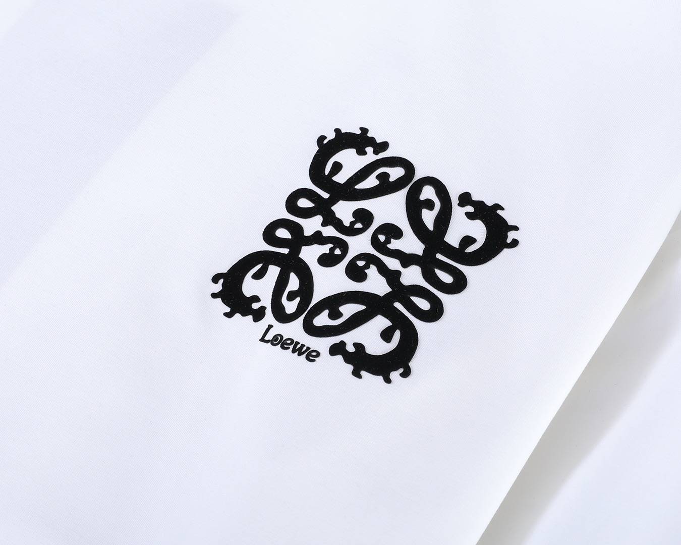 LOEWE ロエベ メンズ ロンT 長袖Tシャツ クルーネック 袖リブ ロゴ刺繍 オーバーサイズ ブラック ホワイト - 画像 4