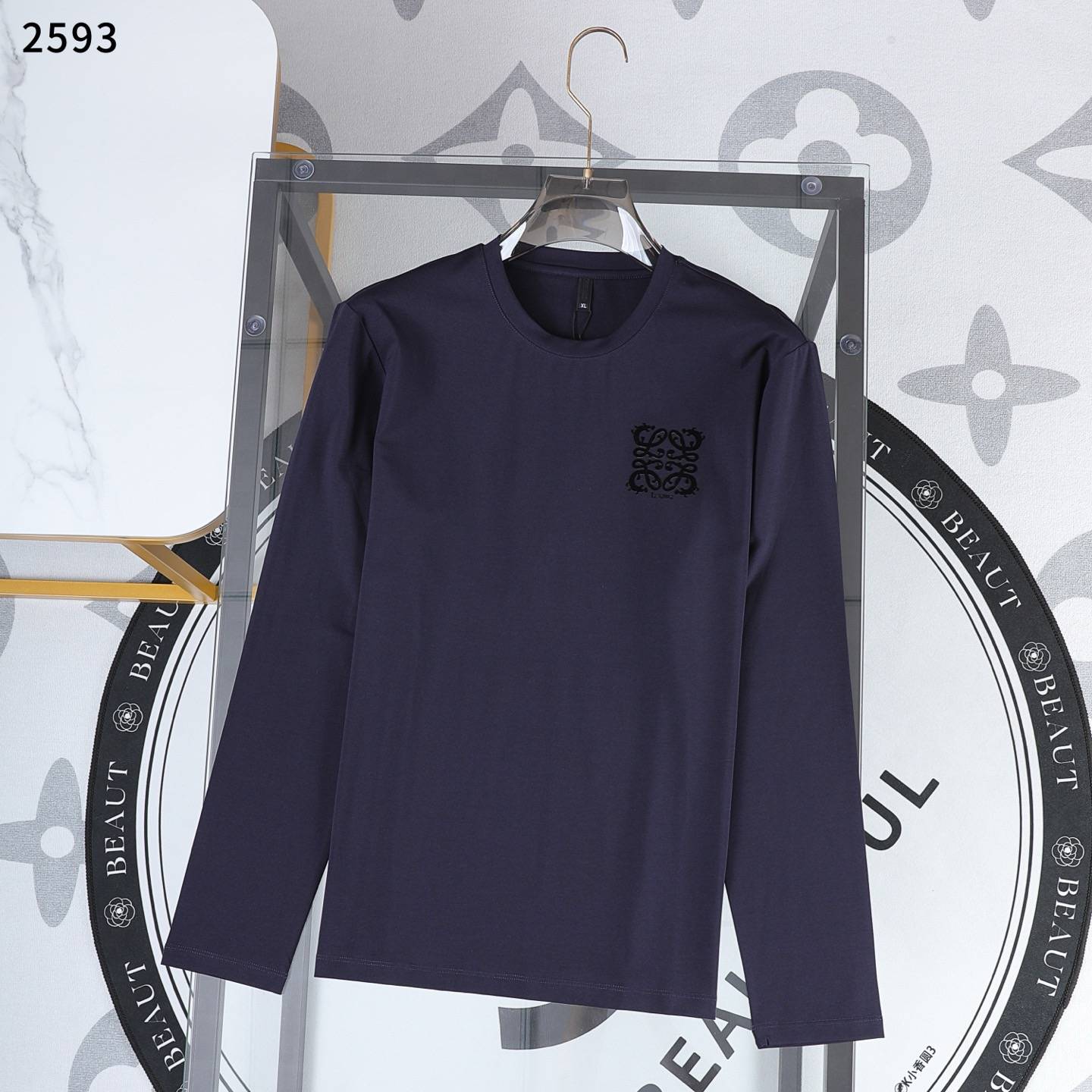 LOEWE ロエベ メンズ ロンT 長袖Tシャツ クルーネック 袖リブ ロゴ刺繍 オーバーサイズ ブラック ホワイト - 画像 5