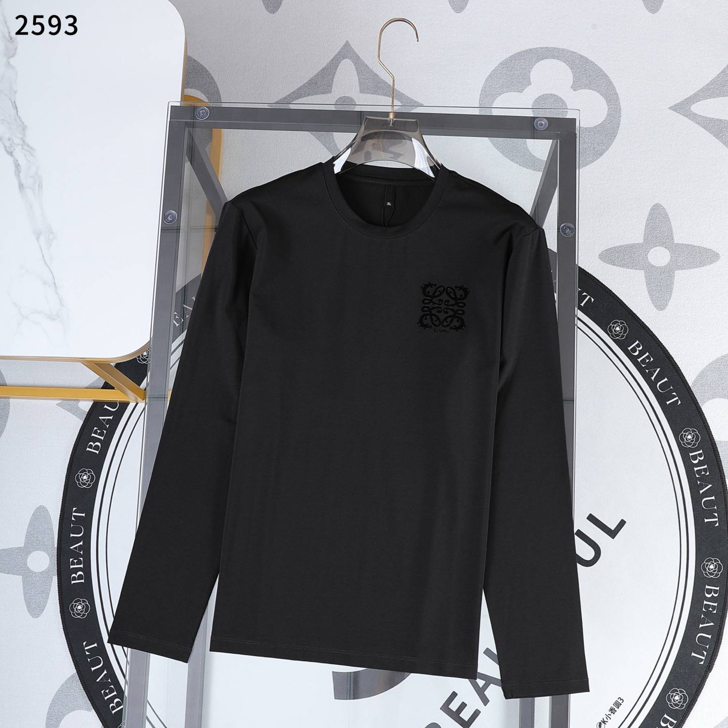 LOEWE ロエベ メンズ ロンT 長袖Tシャツ クルーネック 袖リブ ロゴ刺繍 オーバーサイズ ブラック ホワイト - 画像 6