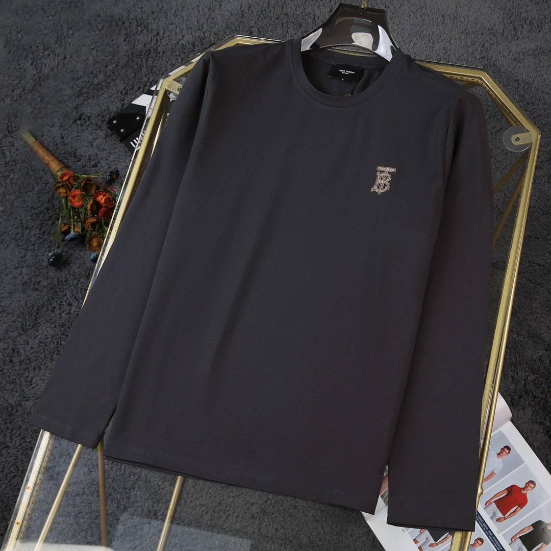 BURBERRY バーバリー メンズ 長袖Tシャツ ロンT クルーネック 袖リブ ロゴプリント オーバーサイズ ブラック ホワイト - 画像 5