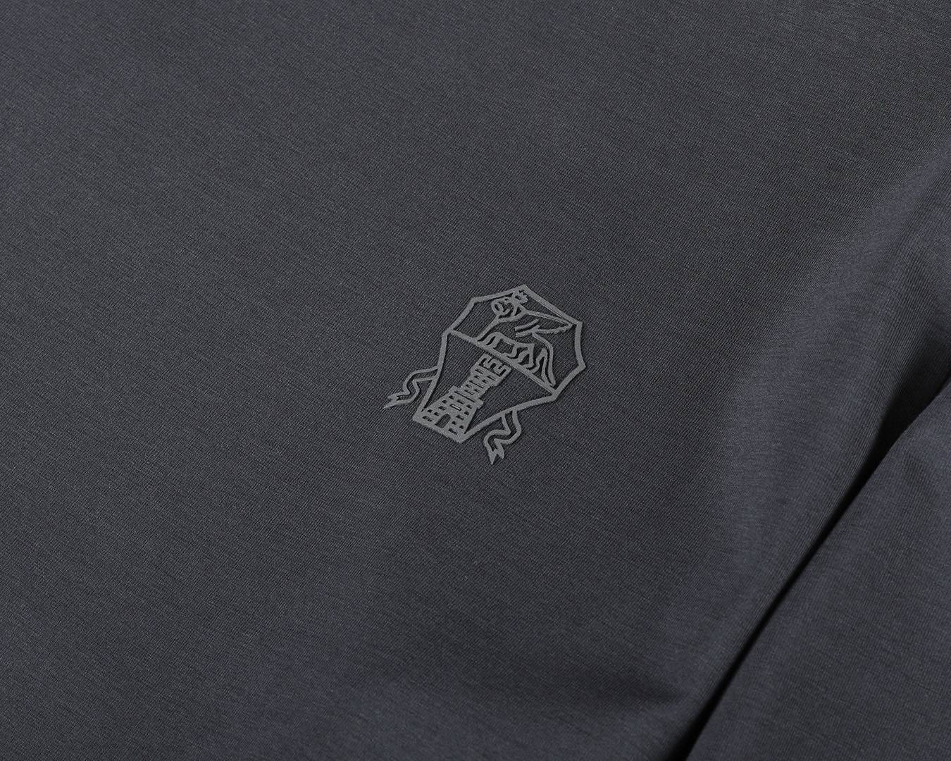 LV ロンT メンズ 長袖Tシャツ クルーネック 袖リブ ロゴプリント オーバーサイズ ブラック - 画像 3