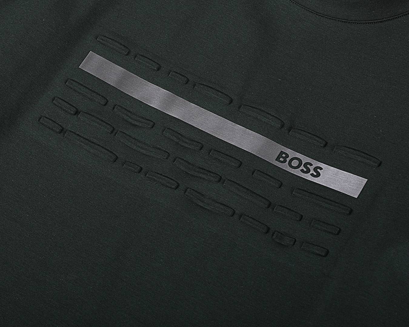 BOSS メンズ ロンT 長袖Tシャツ クルーネック 袖リブ ロゴプリント オーバーサイズ グレー ブラック - 画像 3