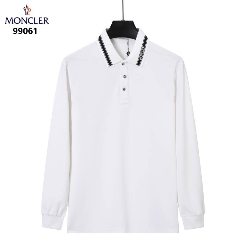 MONCLER モンクレール メンズ 長袖ポロシャツ クルーネック 袖リブ ロゴプリント オーバーサイズ ブラック ホワイト ネイビー - 画像 2