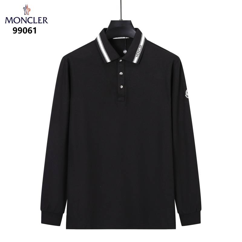 MONCLER モンクレール メンズ 長袖ポロシャツ クルーネック 袖リブ ロゴプリント オーバーサイズ ブラック ホワイト ネイビー - 画像 3