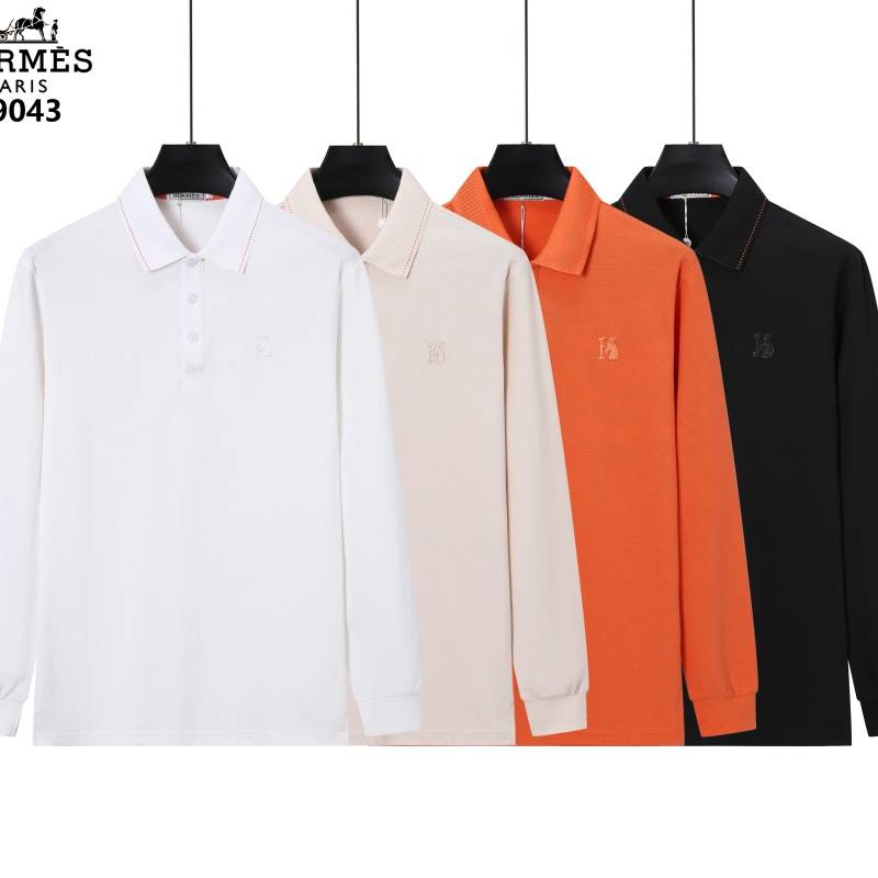 HERMES ヘルメス メンズ 長袖Tシャツ ロンT クルーネック 袖リブ オーバーサイズ ブラック ホワイト オレンジ - 画像 5
