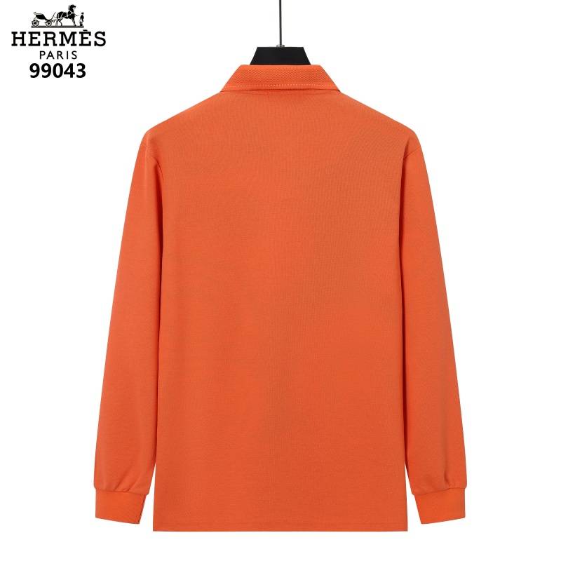 HERMES ヘルメス メンズ 長袖Tシャツ ロンT クルーネック 袖リブ オーバーサイズ ブラック ホワイト オレンジ - 画像 6