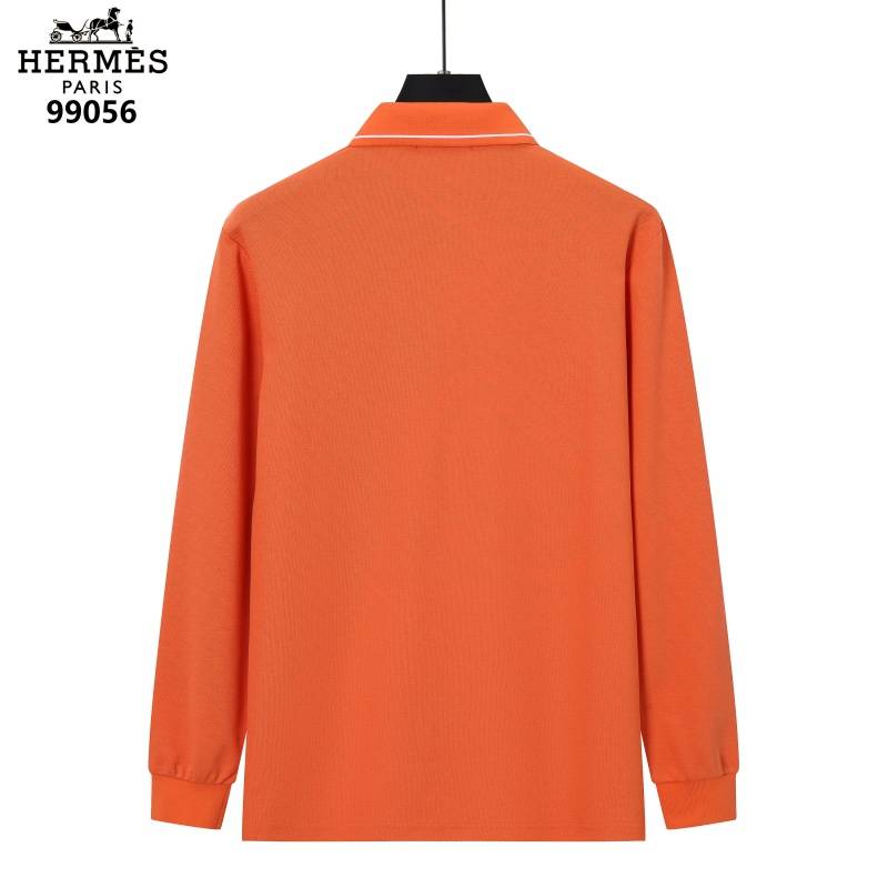 HERMS メンズ 長袖Tシャツ ロンT クルーネック 袖リブ ロゴプリント オーバーサイズ ブラック ホワイト オレンジ - 画像 4